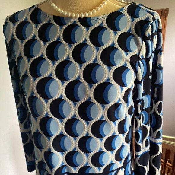 Enfocus Studio Blue Geometric Dress -- Sz 8 - Picture 2 of 5